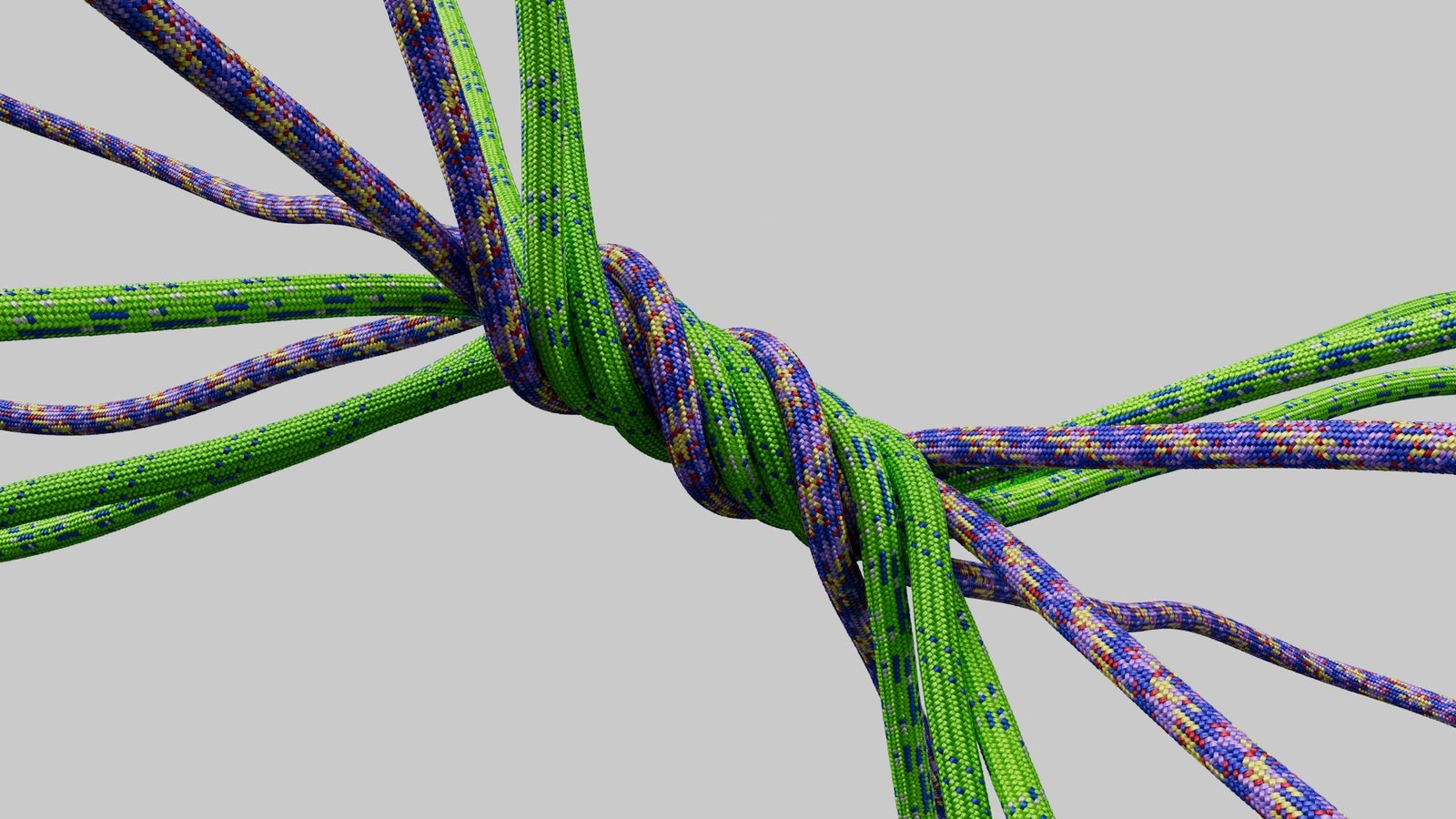 Closeup of green and purple paracord