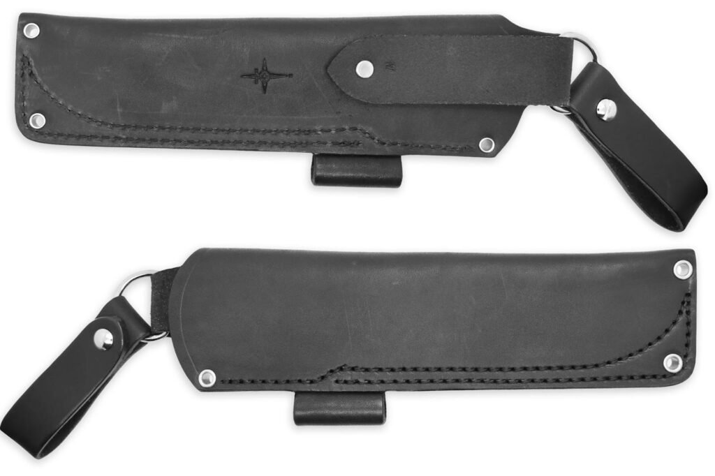 “W” Leather DANGLER Sheath for AK 6.5, Black, RH, Firesteel Loop