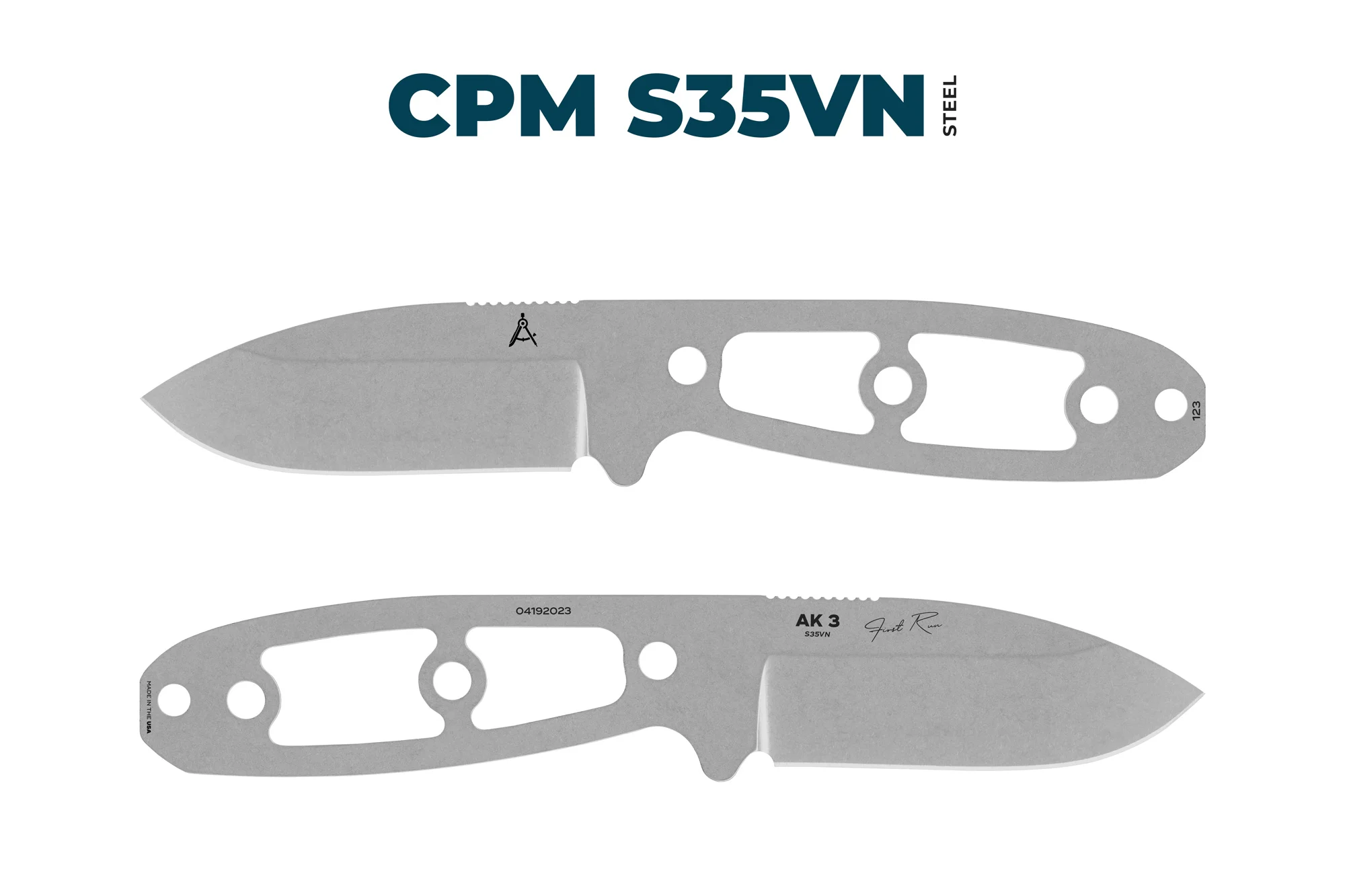 Architect® AK 3 Blade Only - Uncoated S35VN Steel - High Saber Grind