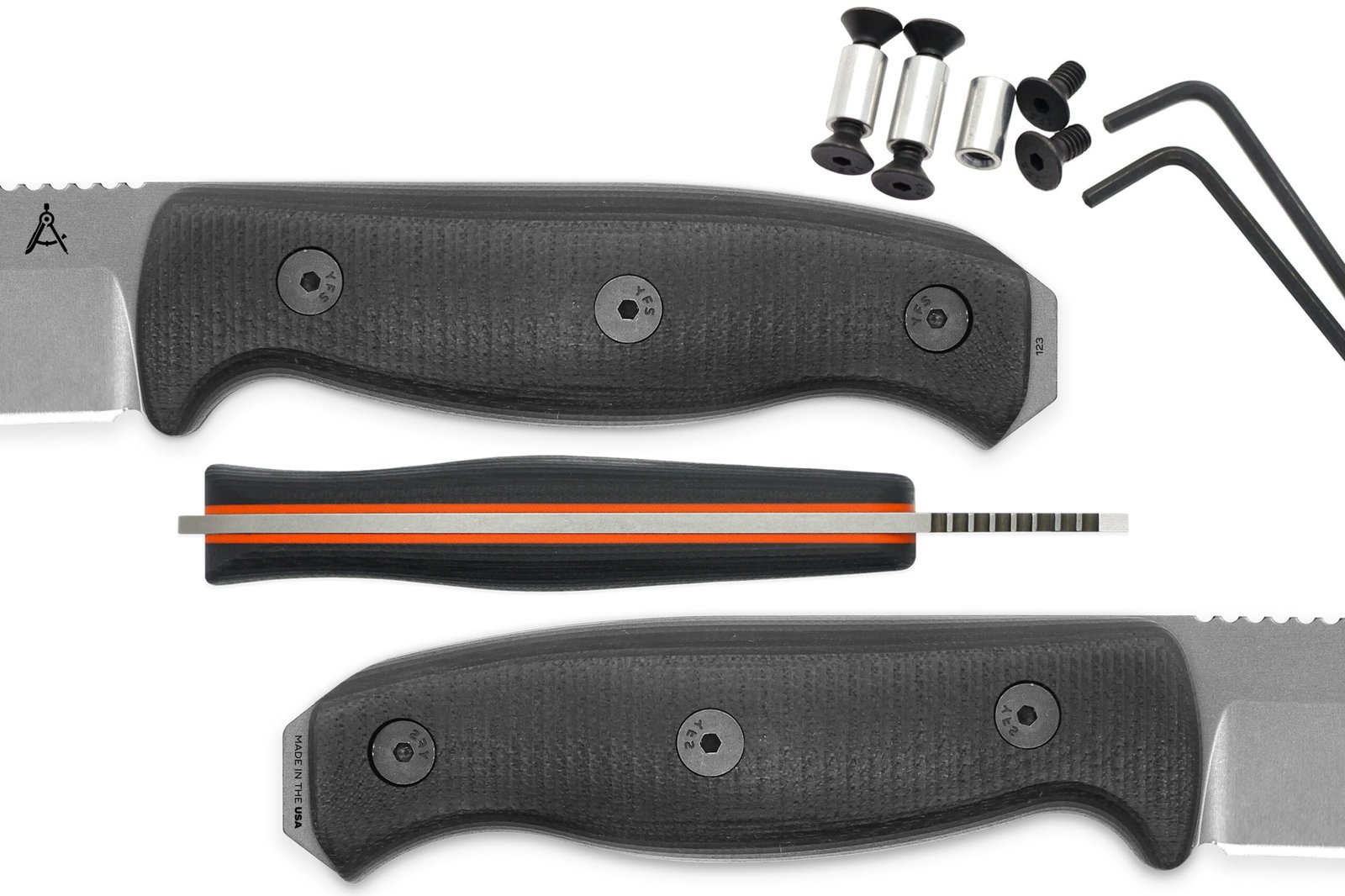 Handle Kit for AK 3.5 and AK 4.5 - Black w/ Orange Liner G10