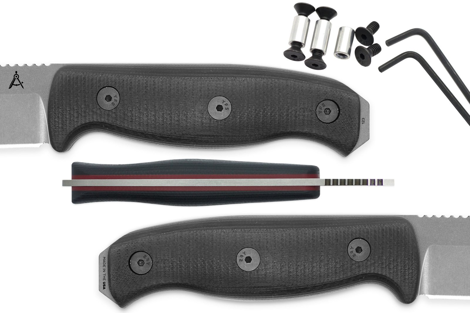 Handle Kit for AK 3.5 and AK 4.5 - Black w/ Red Liner G10