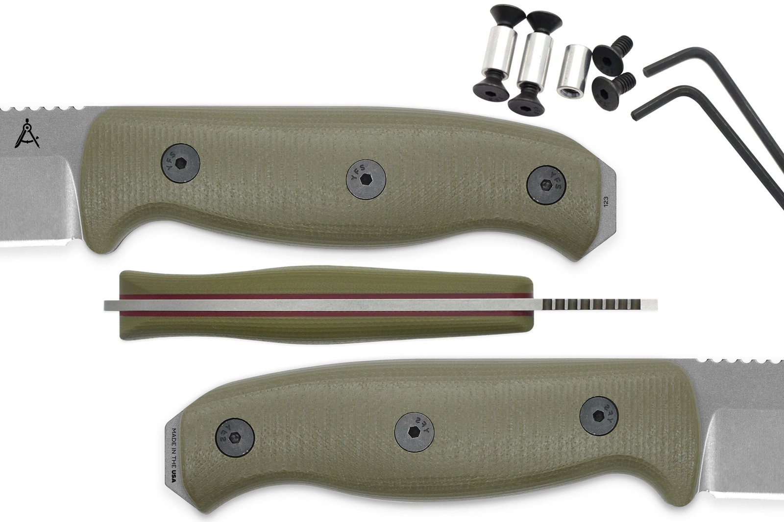 Handle Kit for AK 3.5 and AK 4.5 - Ranger Green w/ Red Liner G10
