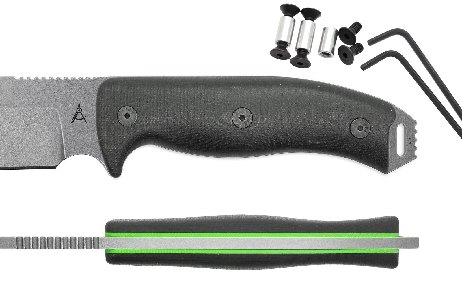 Handle Kit for AK 5.5 / AK 6.5 and AK 8 - Black w/ Toxic Green Liner G10
