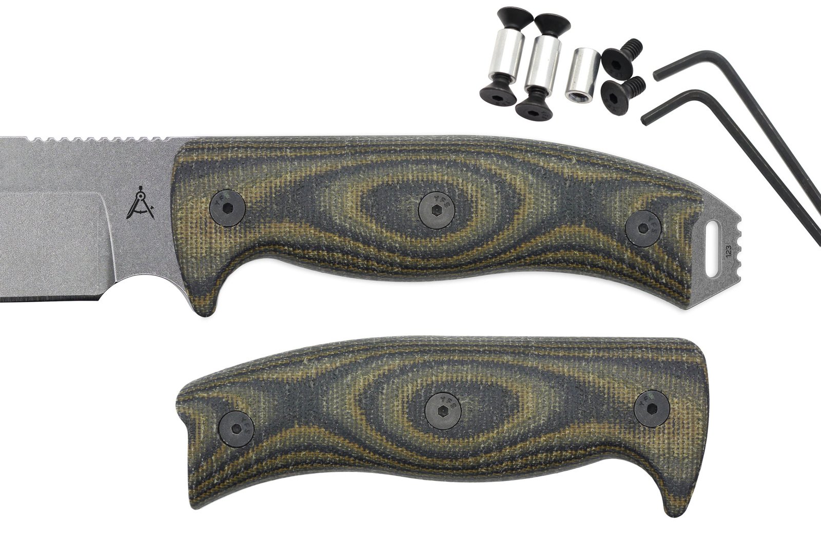 Handle Kit for AK 5.5 / AK 6.5 and AK 8 - Woodland Camo Canvas Micarta