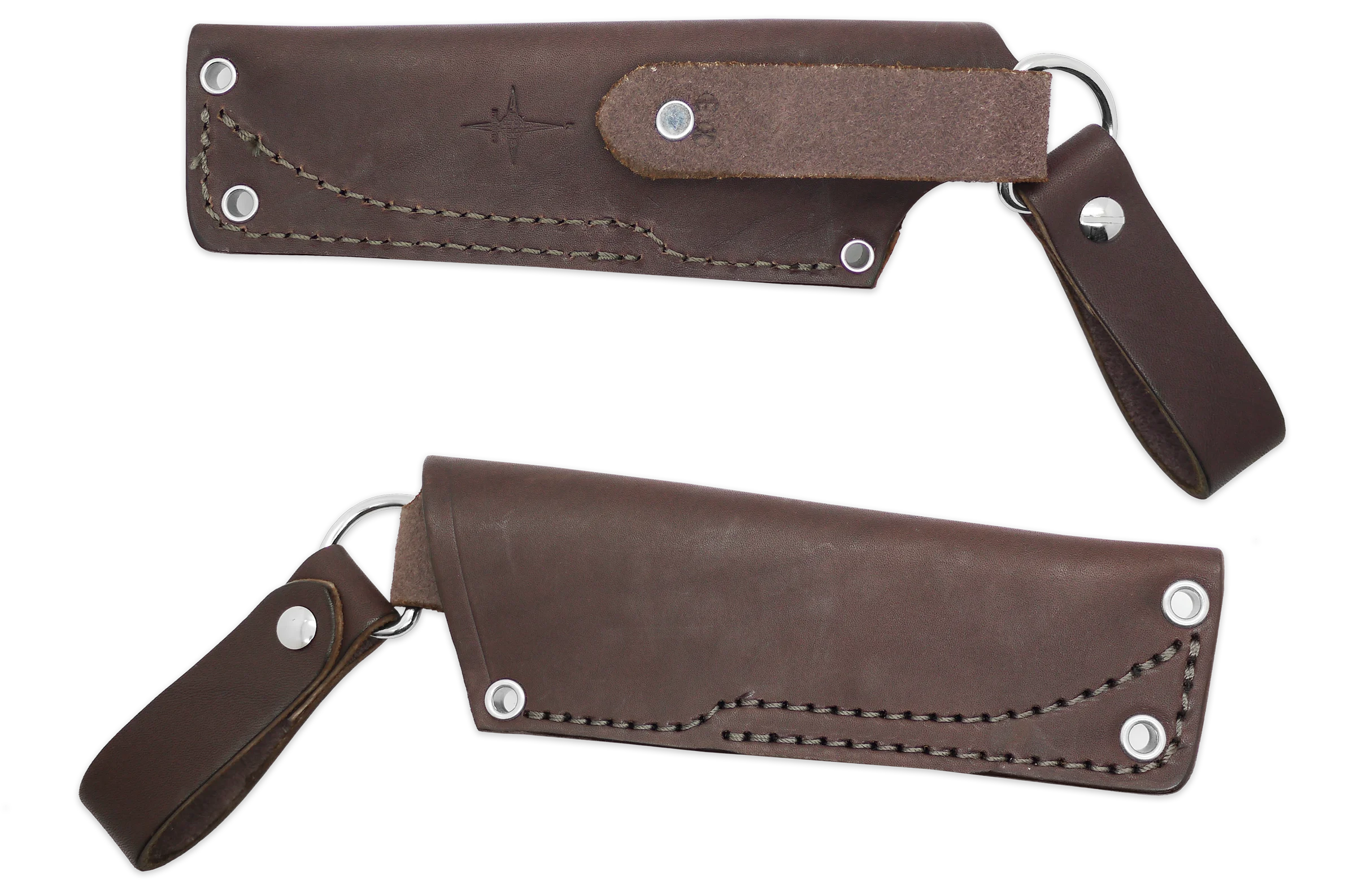 "EX" Leather DANGLER Sheath for AK 3 & AK 3.5, Brown, RH, WITHOUT Firesteel Loop