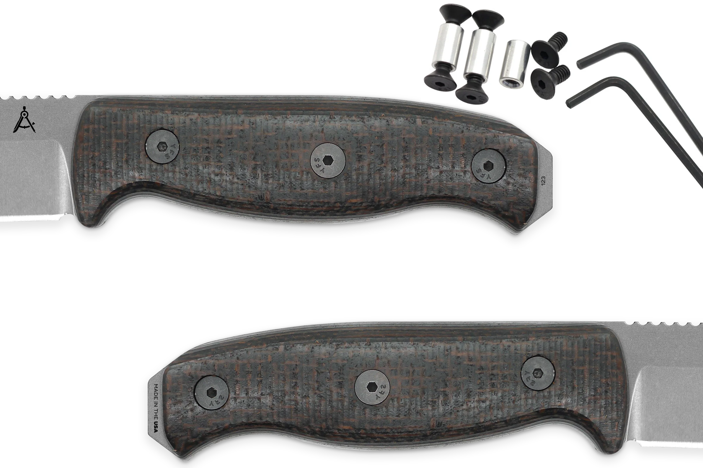 Handle Kit for AK 3.5 and AK 4.5 - Black Linen w/ Brown Burlap Micarta