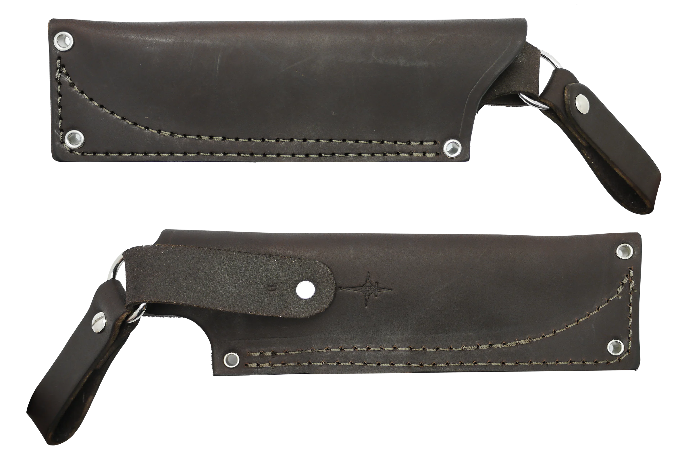 "U" Leather DANGLER Sheath for AK 5.5, Brown, LH, WITHOUT Firesteel Loop