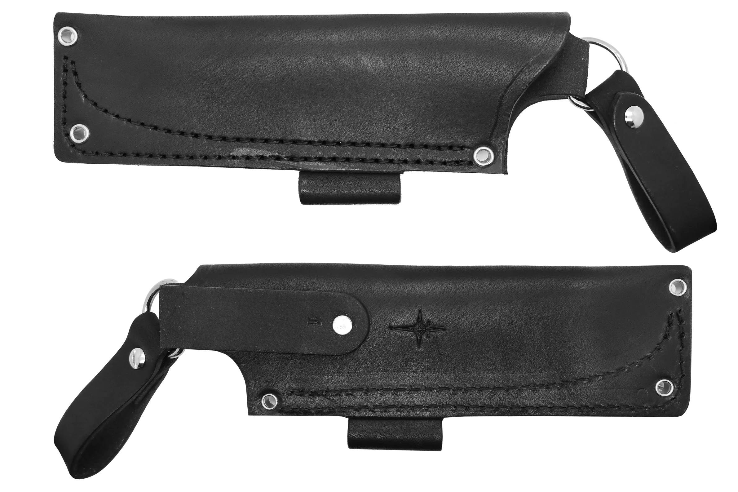 "U" Leather DANGLER Sheath for AK 5.5, Black, LH, Firesteel Loop