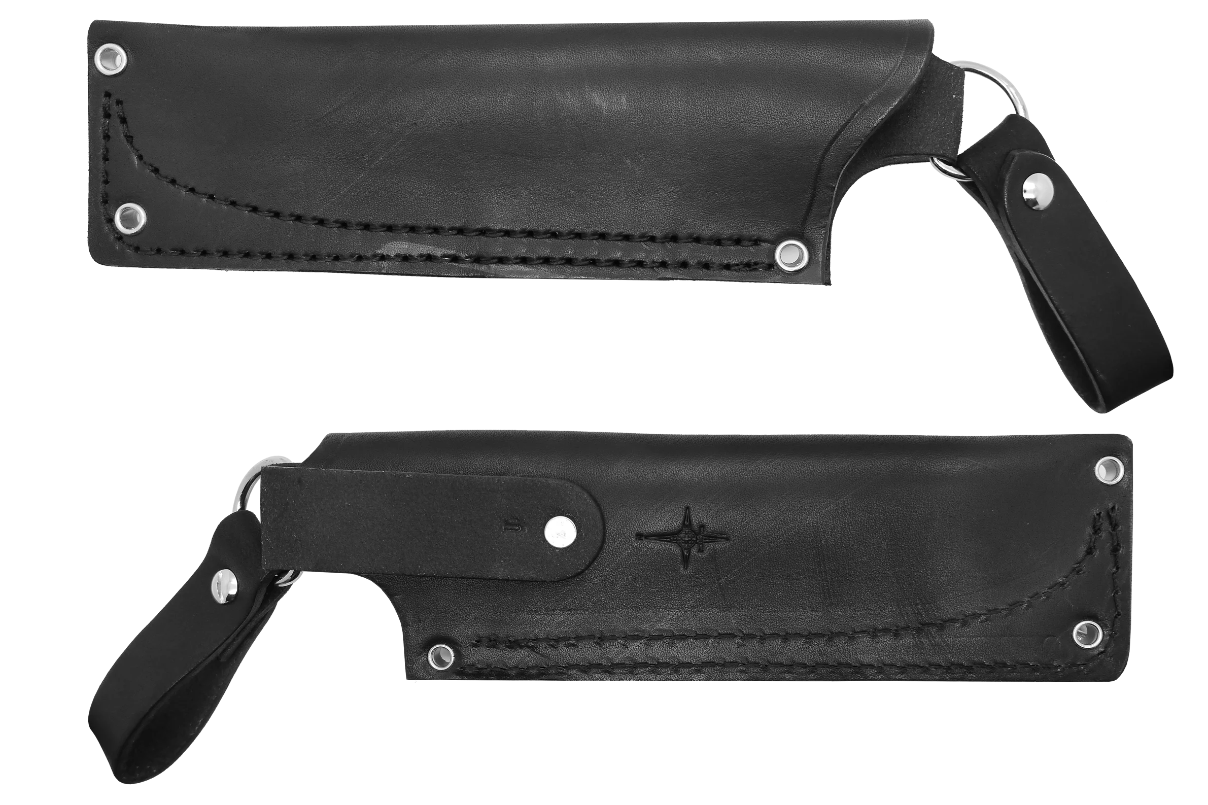 "U" Leather DANGLER Sheath for AK 5.5, Black, LH, WITHOUT Firesteel Loop