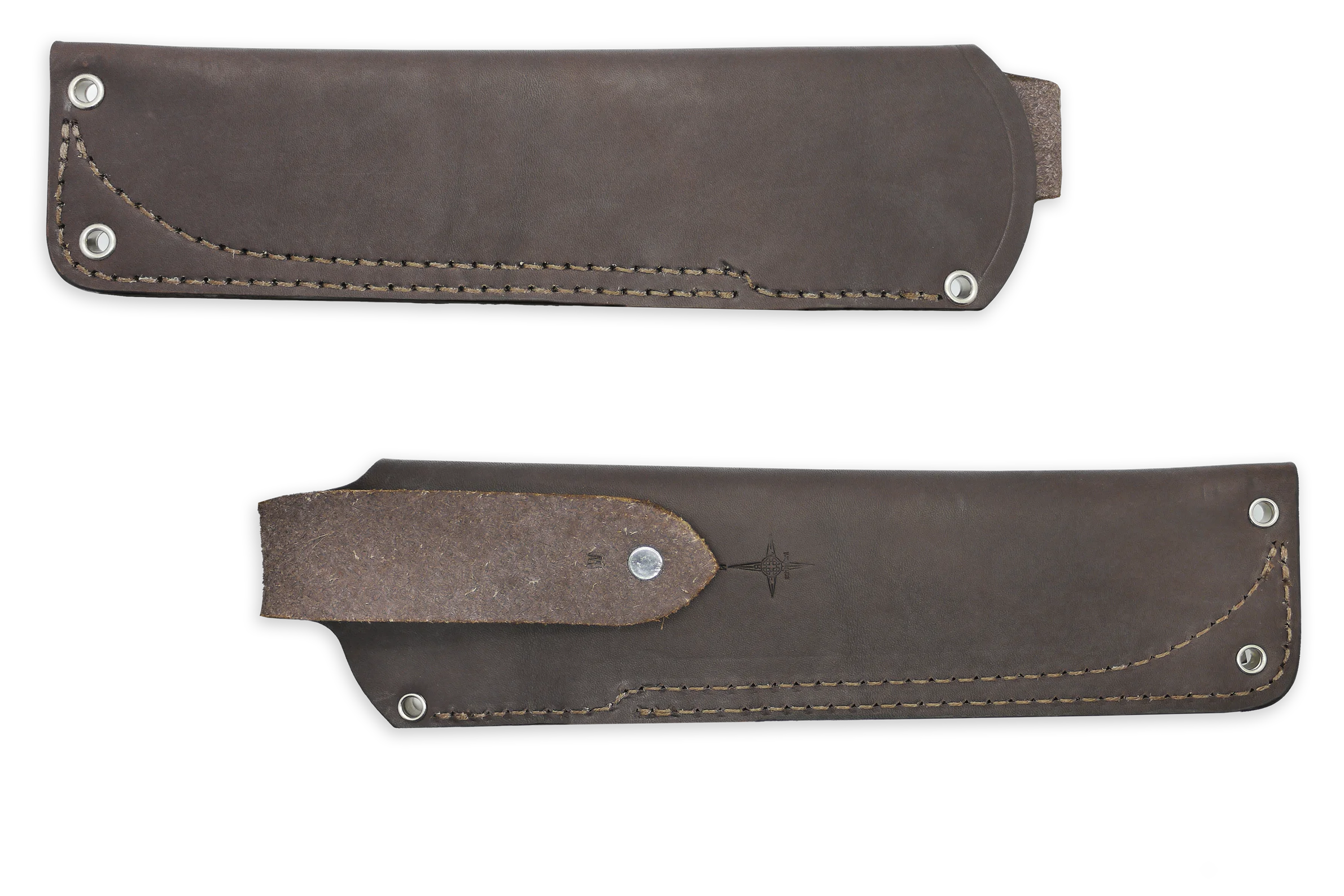 "W" Leather HIP Sheath for AK 6.5, Brown, LH, WITHOUT Firesteel Loop