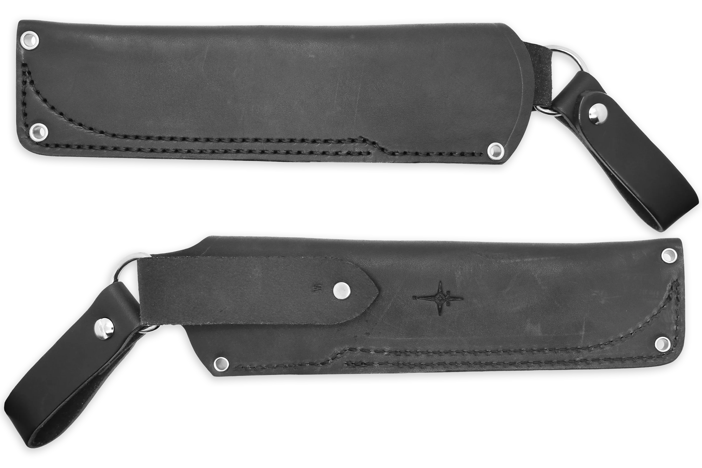 "W" Leather DANGLER Sheath for AK 6.5, Black, LH, WITHOUT Firesteel Loop