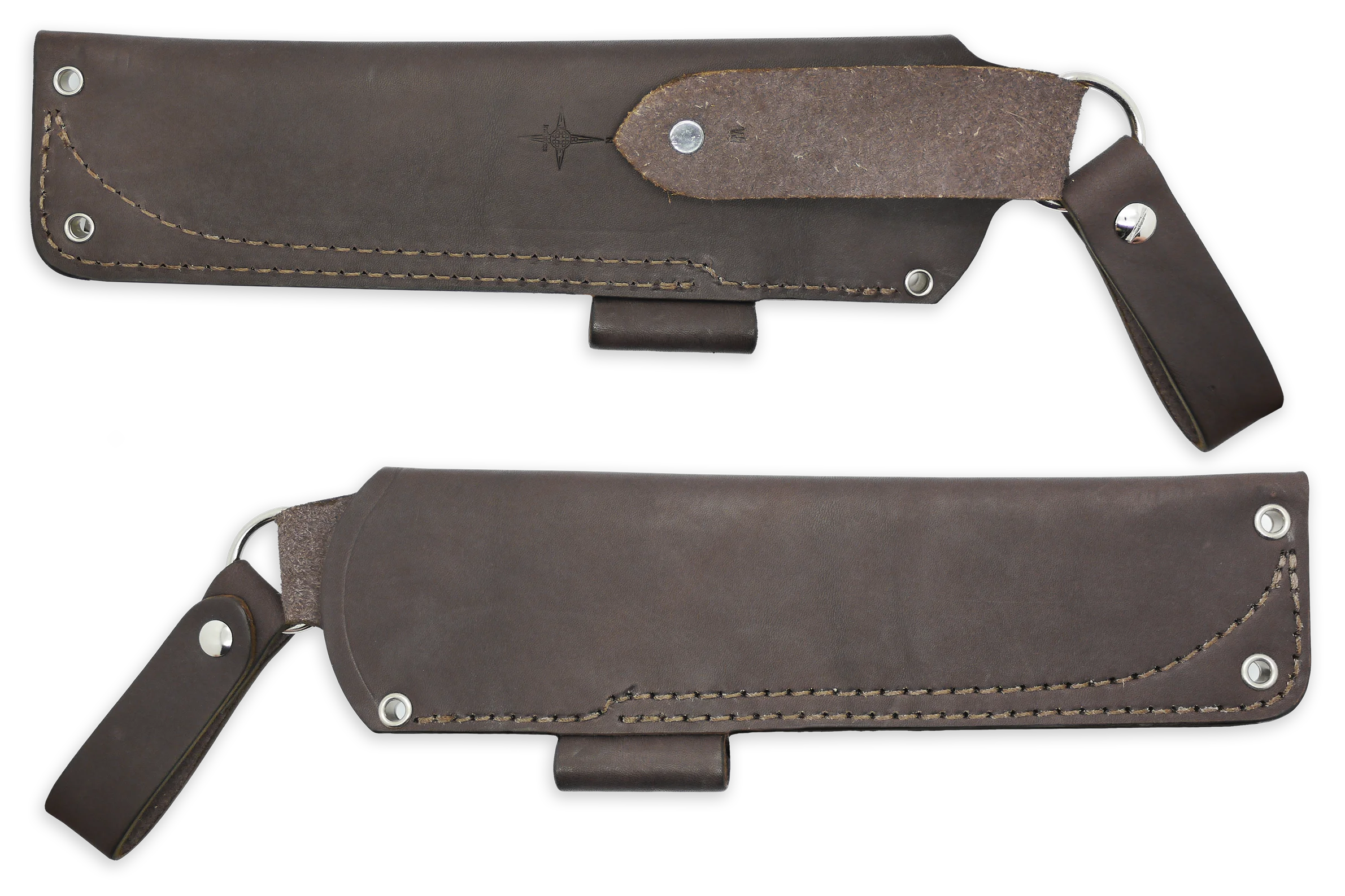 "W" Leather DANGLER Sheath for AK 6.5, Brown, RH, Firesteel Loop