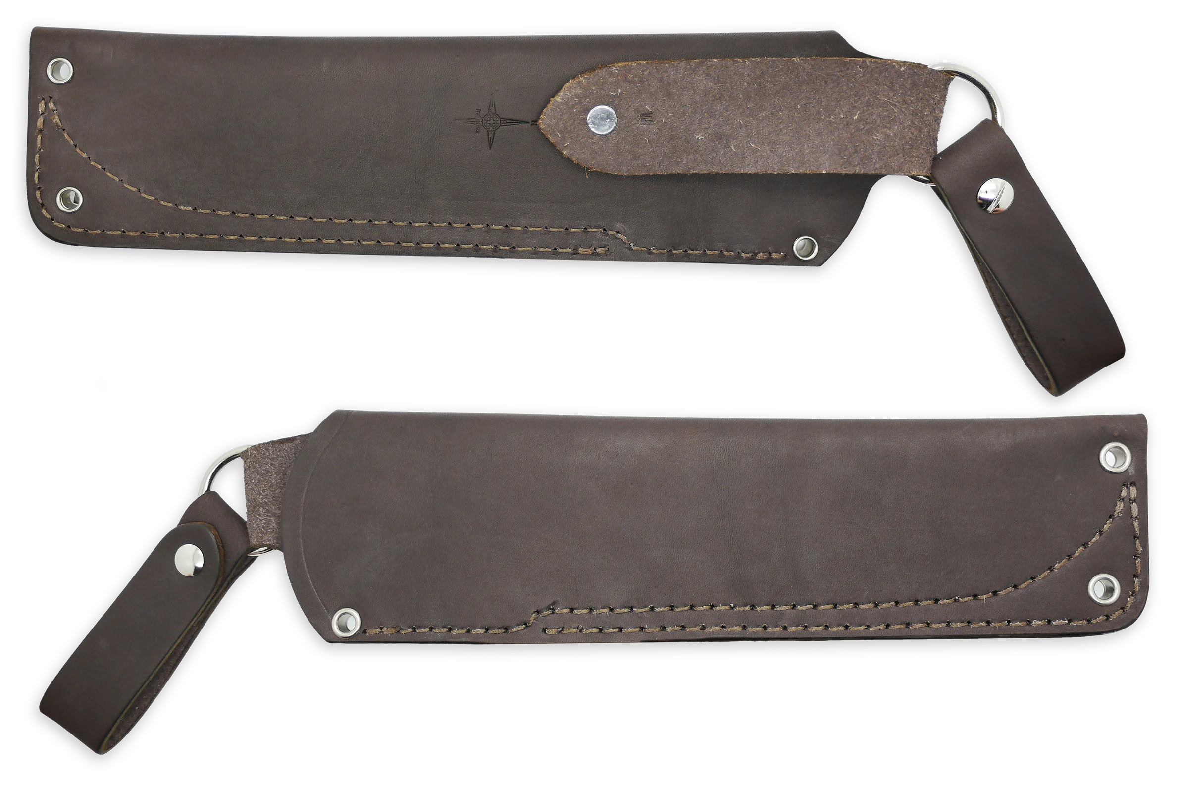 "W" Leather DANGLER Sheath for AK 6.5, Brown, RH, WITHOUT Firesteel Loop