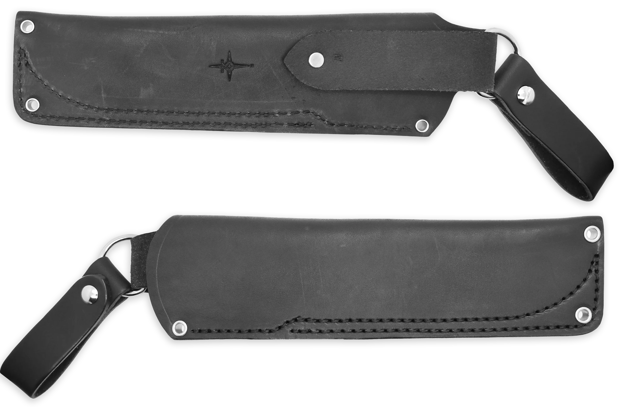 "W" Leather DANGLER Sheath for AK 6.5, Black, RH, WITHOUT Firesteel Loop