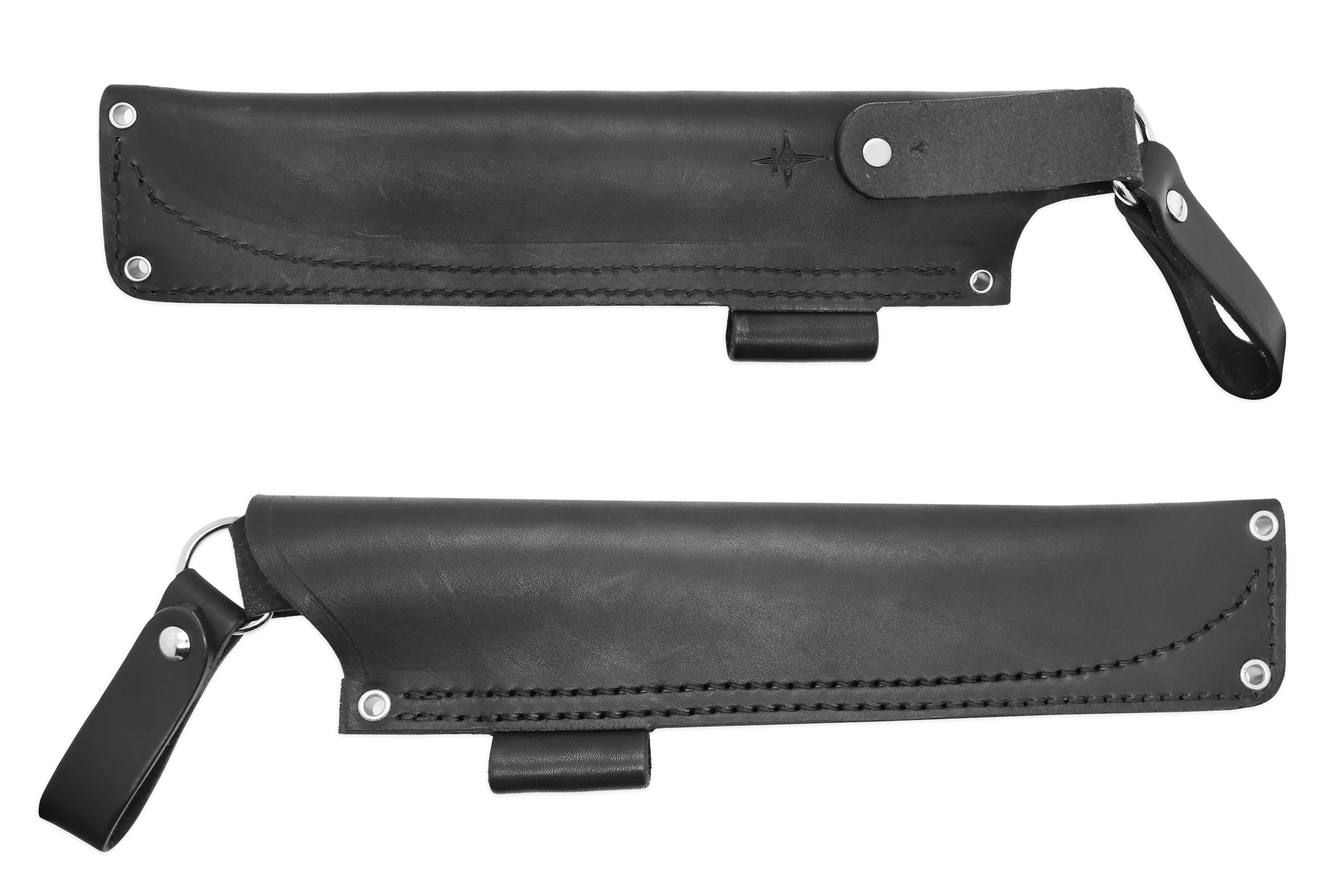 "Y" Leather DANGLER Sheath for AK 8, Black, RH, Firesteel Loop