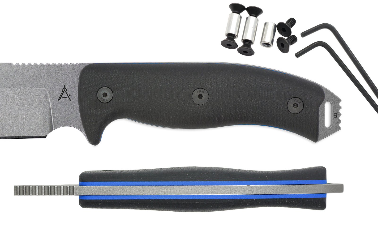 Handle Kit for AK 5.5 / AK 6.5 and AK 8 - Black w/ Blue Liner G10