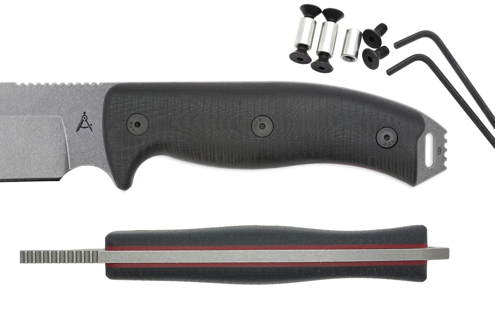 Handle Kit for AK 5.5 / AK 6.5 and AK 8 - Black w/ Red Liner G10