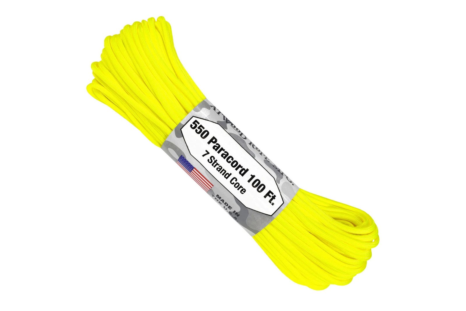 Atwood 550 - 100 Ft. - Neon Yellow - 7 Strand Core Paracord