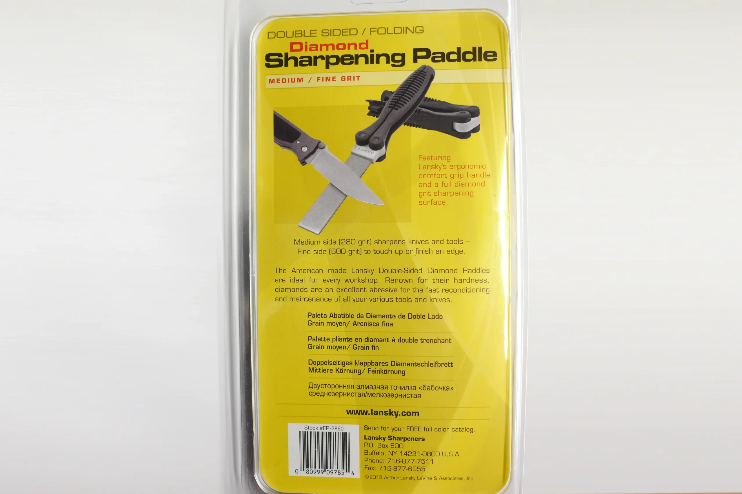 Lansky Sharpeners: FP-2860 Double-Sided / Folding Diamond Sharpening Paddle - Medium & Fine Grit