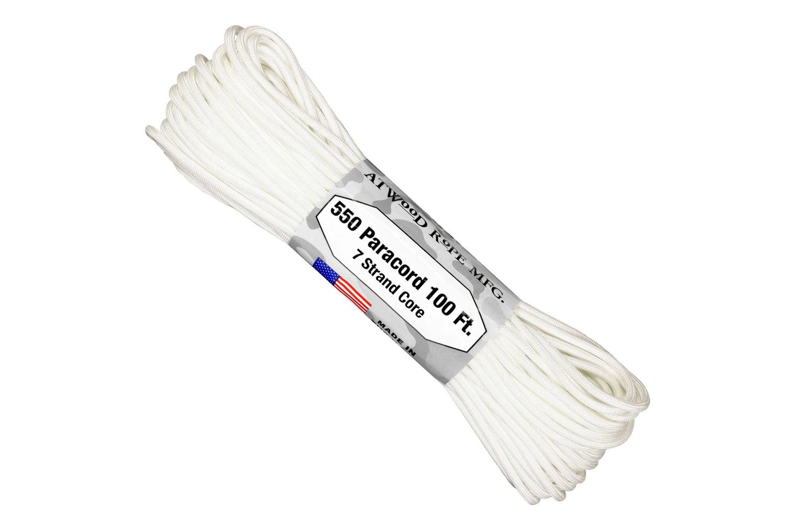 Atwood 550 - 100 Ft. - White - 7 Strand Core Paracord