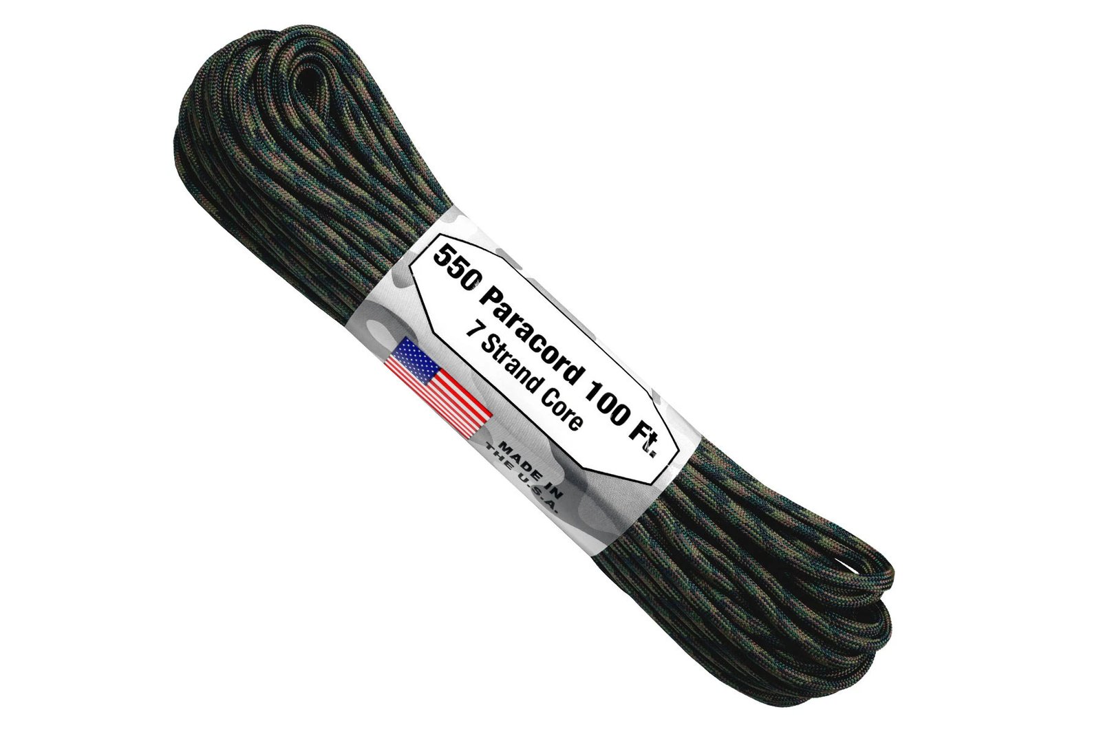 Atwood 550 - 100 Ft. - Woodland Camo - 7 Strand Core Paracord